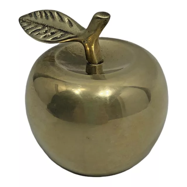 Apple Brass Bell with Leaf Paperweight Home Decor Decoration Teacher Gift 2.5"