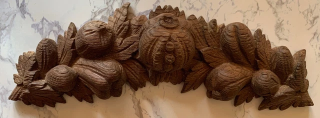 *Antique Carved Wood Pediment For Cabinet, Clock Or Mirror
