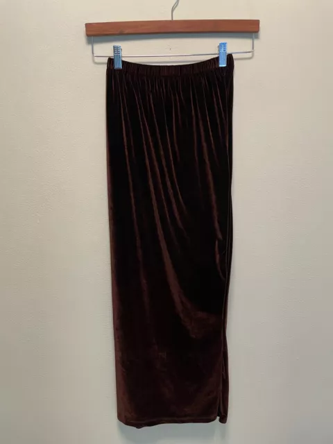 Vintage Maxi Skirt Womens S Brown Velvet Neutral Fairy Grunge Witchy 70s 80s