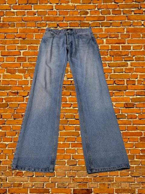 Mens D&G  Dolce Gabbana W32" Light Blue Distressed Mid Rise Straight Denim Jeans
