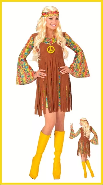 Hippie Girl Kostüm XL 46/48 Damen Kleid Flower Karneval Mottoparty 80er 70er