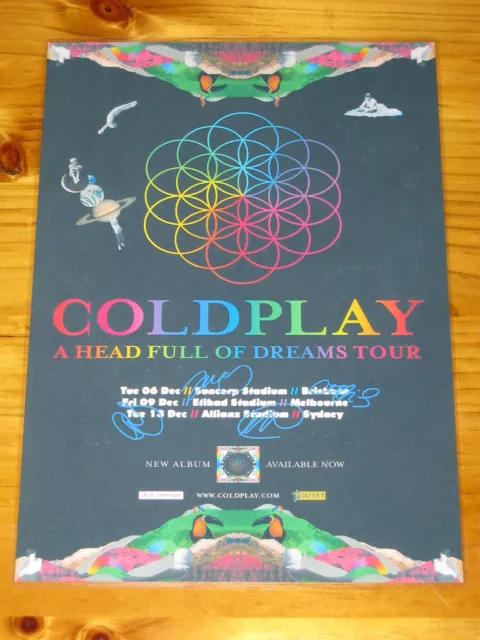 COLDPLAY - A HEAD FULL OF DREAMS -  Australia Tour SIGNED AUTOGRAPHED  Poster