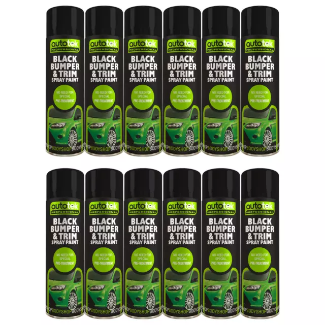 Autotek Black Bumper & Trim Aerosol Spray Paint 500ml