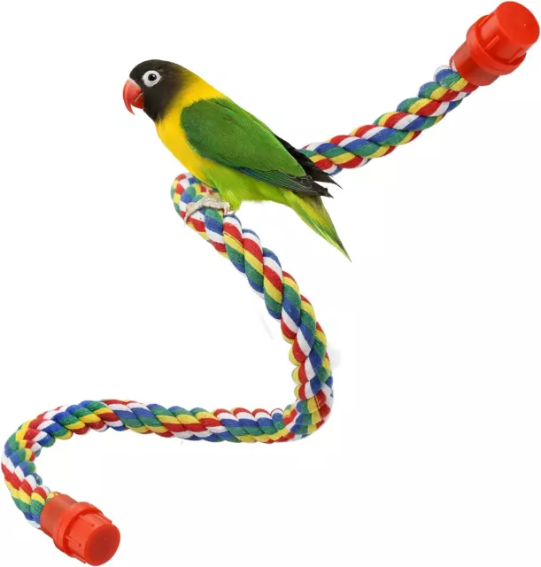 Bird Rope Perch for Parrots Cockatiels Parakeets Budgie Cages Comfy Birds Col