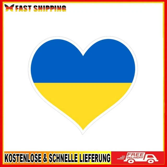 1/5/10pcs Heart Shape Ukrainian Flag Car Sticker Funny Ukraine Auto Window Decal