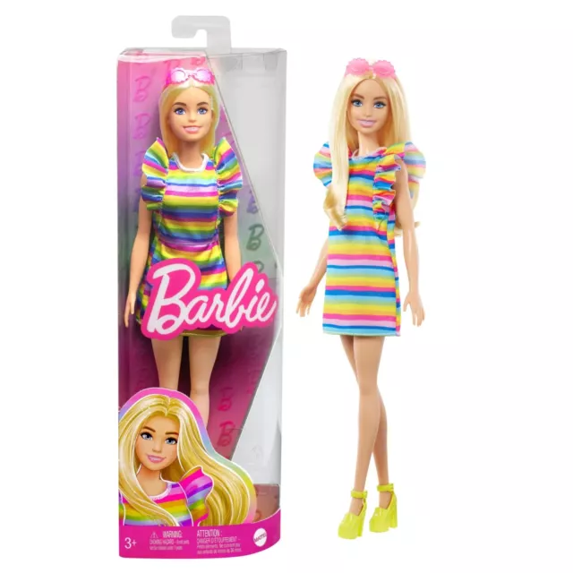 NRFB Poupée doll BARBIE grande Fashionistas #197 robe arc-en-ciel rainbow HPF73