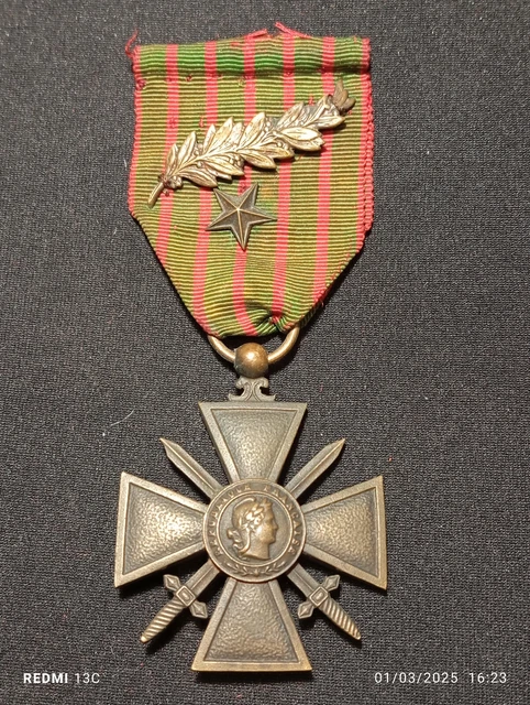 MÉDAILLE MILITAIRE CROIX de Guerre 1914 1915 WW1 French Medal EUR 18,00