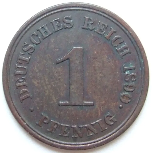 Moneta Reich Tedesco Impero Tedesco 1 Pfennig 1890 E IN Uncirculated