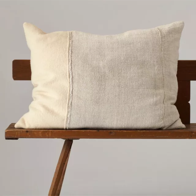 Hand Crafted Recycled Wool And Hungarian Linen Cushions X2