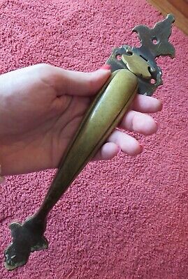 Vintage Front Door Handle Thumb latch Bronze or Brass Pull 12" Ornate ends heavy
