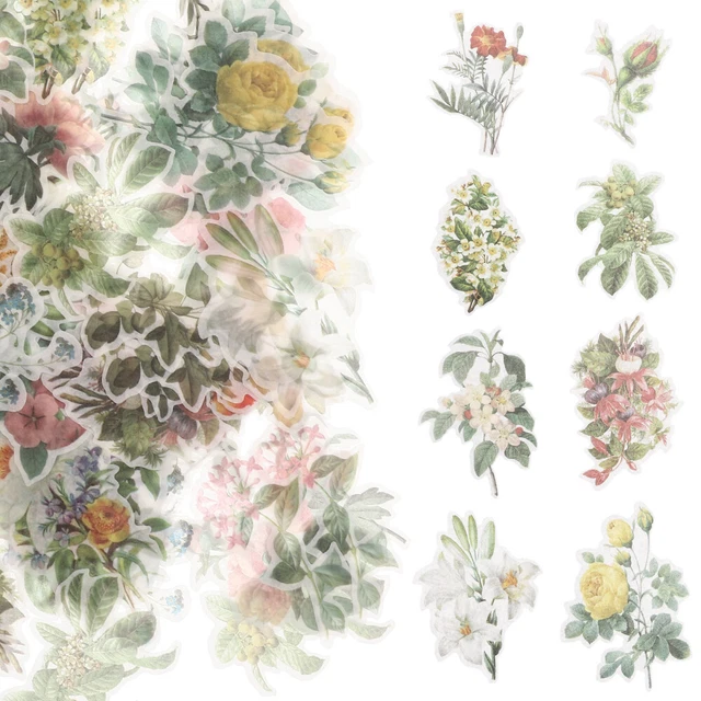 120 Pcs Vintage Flower Stickers Scrapbooking Decals Journal Water Bottle 3