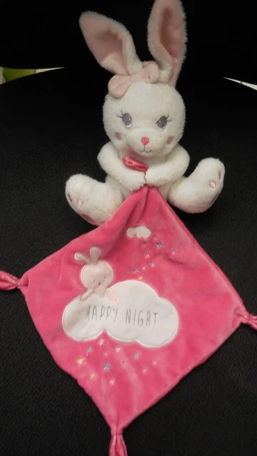 doudou peluche mouchoir lapin blanc rose Happy Night  étoile SIMBA TOYS