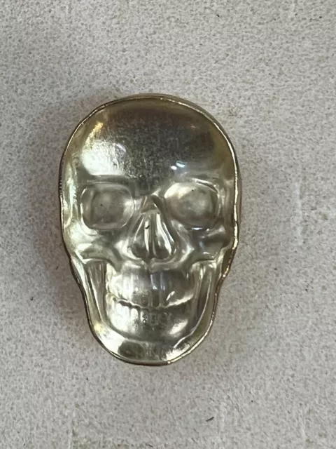 Natural Statement Carved Quartz Skull Ring Reiki Adjustable Alchemia Gold