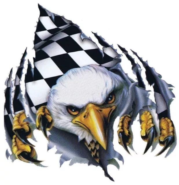 Eagle With Checkered Flag Sticker Helmet Sticker Bumper Sticker Laptop Sticker