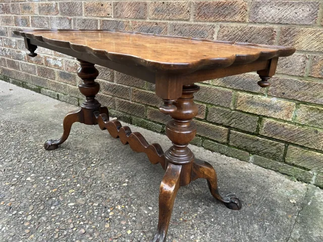 Beautiful Antique Centre/Coffee Table Burr Walnut Carved Claw Feet  Side Table 2