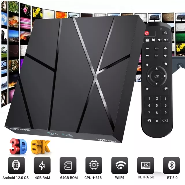 2024 T95 Android 13.0 Smart TV Box 4GB+128GB 6K HD 5G WIFI6 Media Player BT UK