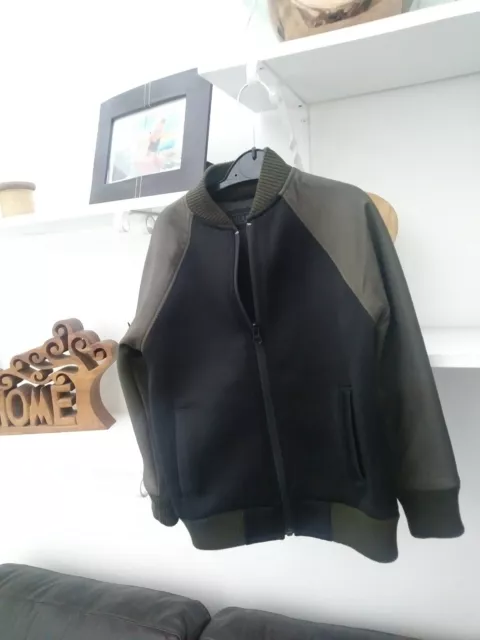 Boys Very Trendy Next Black & Army Green Bomber Jacket Aged 6 Years - Worn Twice