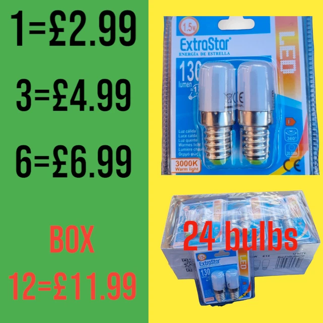 E14 LED Glühbirne 1,5 W kleine Schraube warmweiß Glühbirnen kleine Kühlschrankhaube 2er-Pack