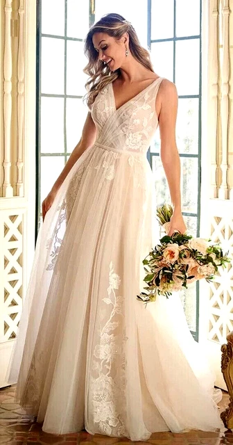 STELLA YORK WEDDING dress size 12 5984 in ivory over cafe ref