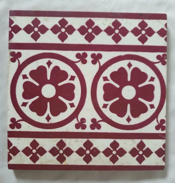 Striking Minton Hollins Antique Arts & Crafts Design Gothic Tile Pugin Int