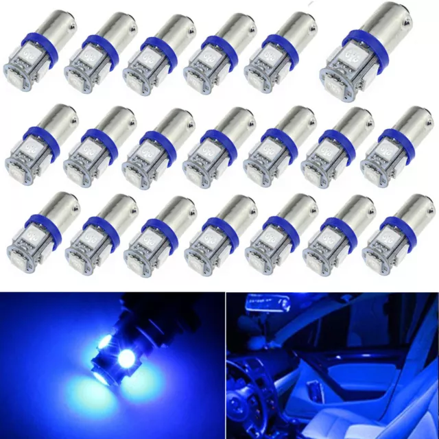 20Pcs Blue 5SMD LED T11 BA9S T4W H6W 1445 1985 57 53 Wedge Interior Light Bulbs