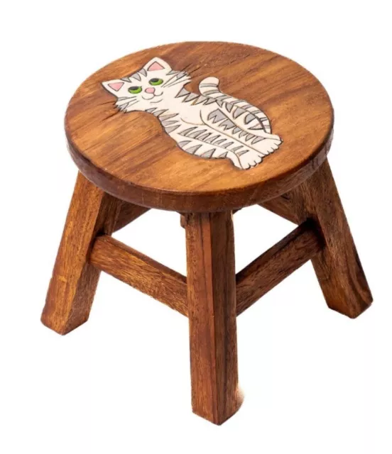 Kinderhocker aus Holz, Sitzgruppe, Kinderstuhl, Kita, Katze, Cat