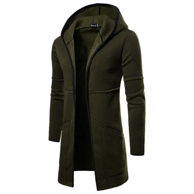 Mens Long Sleeve Outwear Blouse Hooded Warm Trench Coat Jacket Cardigan Fashion