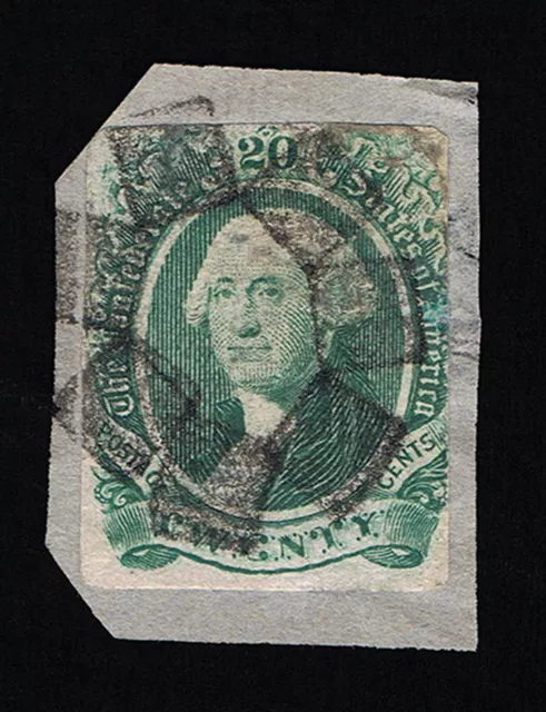 Genuine Confederate Csa Scott #13 Used Green 20¢ Archer & Daly 1863 Engraved