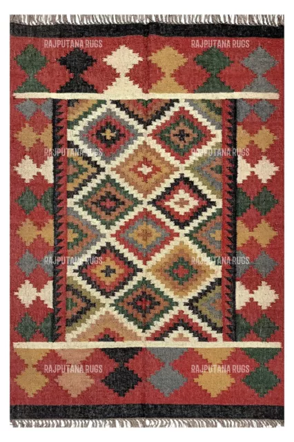 Rug Wool Jute Kilim Runner Carpet Nordic Navajo Handmade Hallway Accent Area Rug