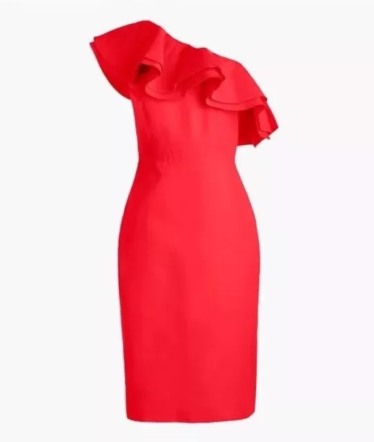 J Crew Red Ruffle Off Shoulder Dress Size 8 NWT