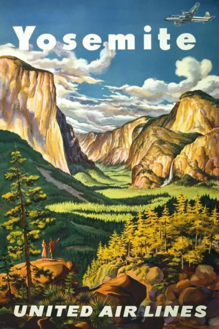 Vintage United Air Lines Yosemite Poster USACAN096 Art Print A4 A3 A2 A1