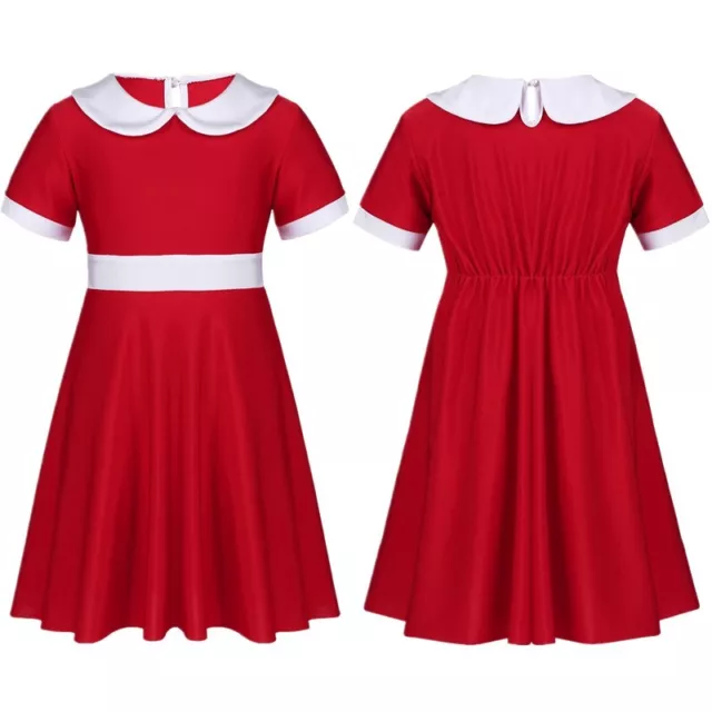 Kid Girls Mrs Santa Claus Dresses Cute A-line Dress Velvet Christmas Costume