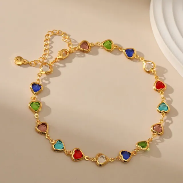 Fashion Colorful Crystal Heart Necklace Choker Anklet Women Beach Jewelry Gift