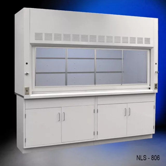 8' Chemical Laboratory Fume Hood WITH GENERAL STORAGE CABINETS  -E1-090