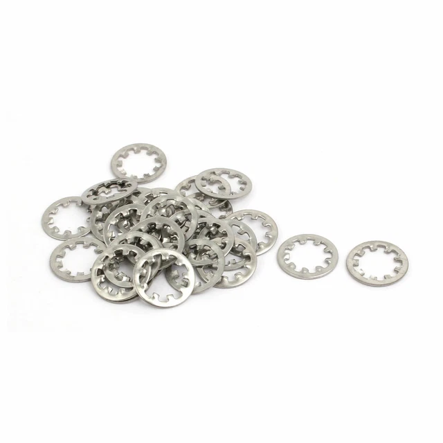 10mm Int. Dia acier inox Int. Dent Rondelle Serrage Argenté 30pc