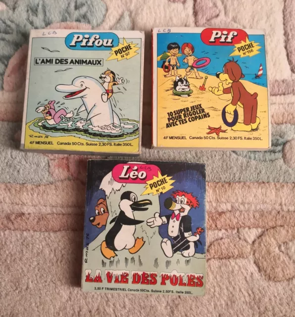 Lot de 3 albums de Bd poche dont Pif Pifou et Léo Anciens ou vintage