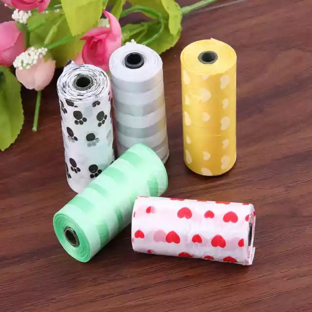 garbage Useful Pooper Bags Pick Up Doggy Paw Printing Dog Pet Waste Clean
