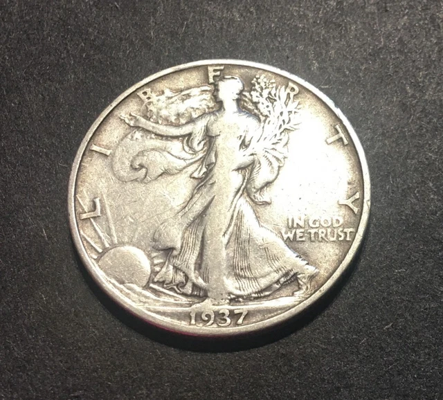 1937 S Liberty Walking Half Dollar 90% Silver circulated in very good condition