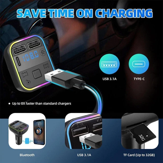 VicTsing Bluetooth 5.0 FM Transmitter Car Adapter – Dual USB Quick Charge, Hands-Free