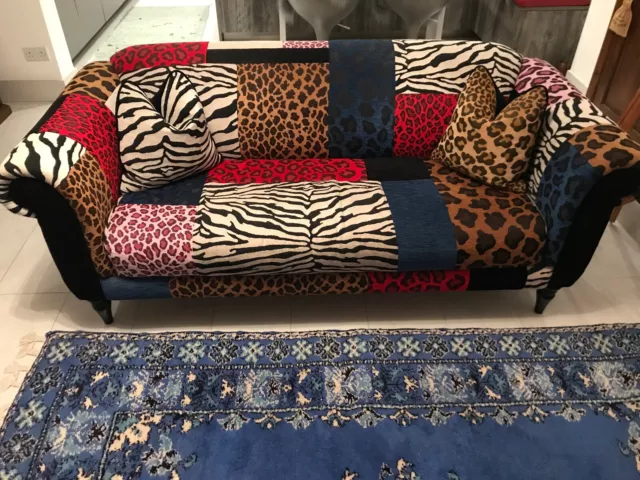 Bite Maxi Sofa from DFS. Multi Coloured Patchwork Fabric Sofa - USED but VGC.