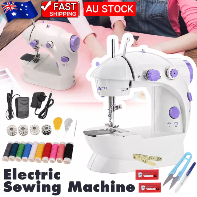 Mini Electric Sewing Machine Portable Overlock 2 Speeds Foot Pedal Electric Sew~