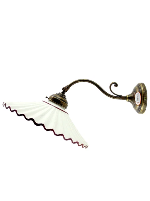 Applique ottone brunito,appliques liberty,lampada da parete piatto ceramica am30