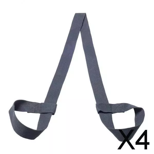 4X Cotton Yoga Mat Strap Pilates Mat Carrier Fitness Stretchy Loop Dark Grey