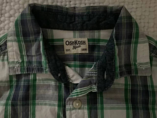 Boys Vintage Osh Kosh B’Gosh Green And Blue Check Shirt - Size 5 3