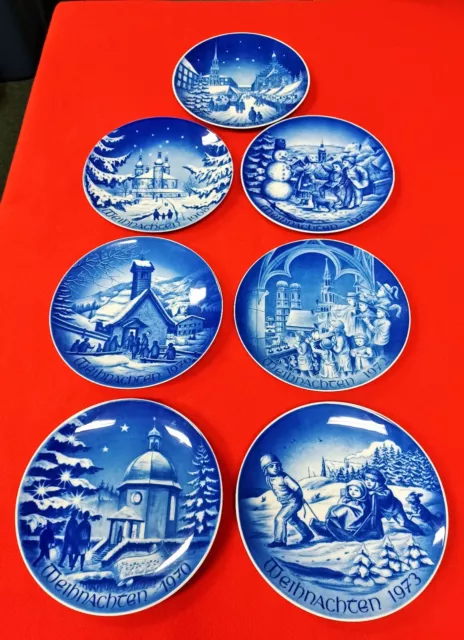 (7)  Bareuther Waldsassen Bavaria Germany Christmas Plates Porcelain 8" 2