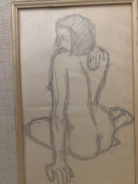 Ancien tableau dessin fauvisme 3 etudes de femmes nues curiosa