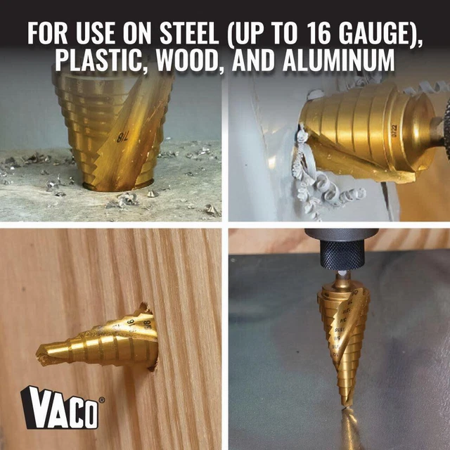Klein Tools 7/8'' To 1 1/8'' Step Drill Bit Vaco 5