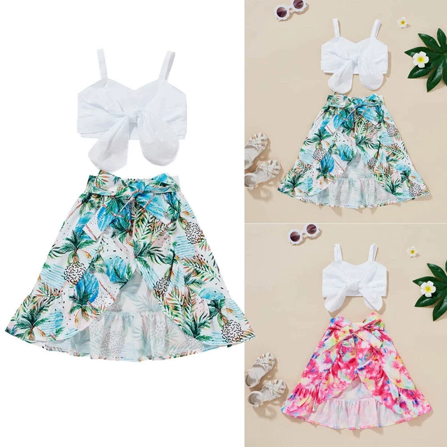 Set abiti estivi neonata bambina fiocco senza maniche top abito