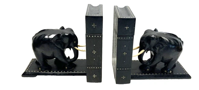 Rare Paire De Serre-livres En ébène - Sculptés, Superbe état