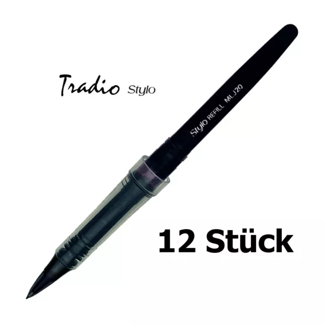 Pentel 12 Stück MLJ20 schwarz Ersatzminen für TRJ50 Tradio Stylo Federschreiber